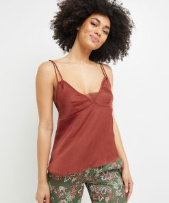 Caramel top bretelles satin - Rouge