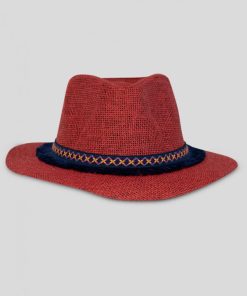 Chapeau fedora effet paille Kebello - Rouge
