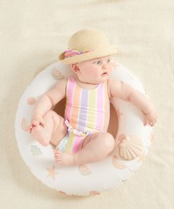 Maillot de bain 1 pièce rayures vives - Rose/orange/violet