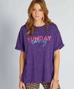 T-shirt en jersey avec imprimé - Violet