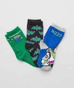 Lot de 3 paires de chaussettes 'Buzz l'éclair' - Bleu/gris/vert