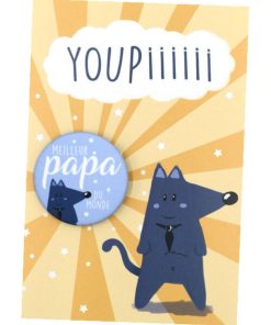 Carte Meilleur Papa du monde et son badge - Fête des Pères - Orange