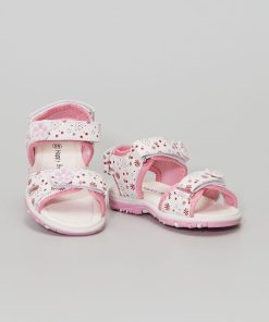 Sandales à fleurs style sport - Blanc/rose