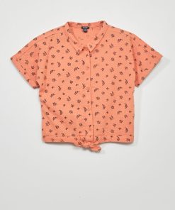 Chemisier en maille gaufrée - Orange