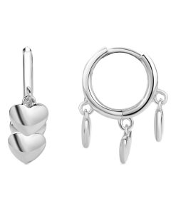 Boucles d'oreilles Coeur, rhodiées - Multicolore