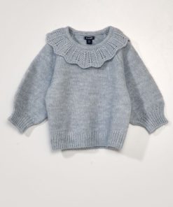 Pull en maille avec col fantaisie - Bleu