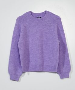 Pull en maille à col rond - Violet