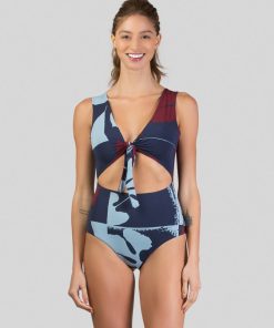 Maillot de bain 1 pièce Double face Classique Maio Marina Vitral Upf50+ ANTI UV - UV Line - Bleu marine