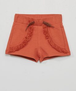 Short en molleton avec franges - terracotta