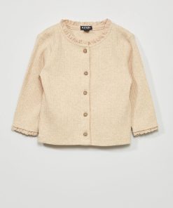 Gilet côtelé avec dentelle - Beige