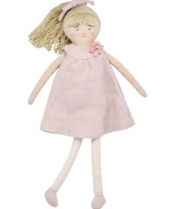 Poupée souple en lin rose poudré (30 cm) - N/A