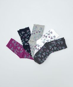 Lot de 5 paires de chaussettes imprimé fleuri - Gris