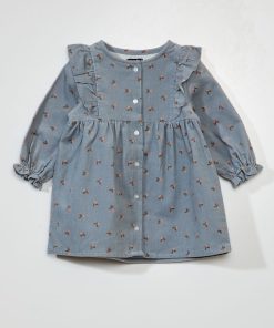 Robe en velours côtelé - Gris