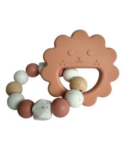 Hochet biscuit bois et silicone - Rose