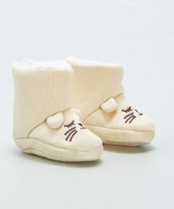 Chaussons boots fourrés 'ours' - Beige
