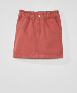 Jupe en jean paper-bag - Rose