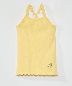 Débardeur en maille gaufrée - Jaune