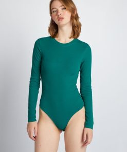 Body en maille côtelée - Vert