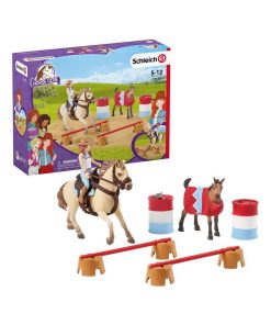Horse stall with Arab horses and groom - N/A