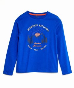 T-shirt en jersey à manches longues - Bleu foncé