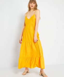 Robe longue à étages - Jaune