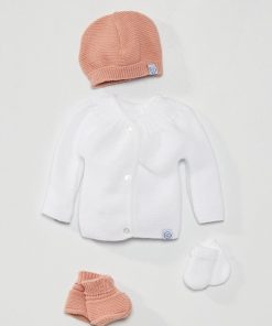 Ensemble 4 pièces 'La Manufacture de layette' - blanc/rose