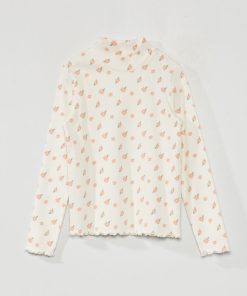 Sous-pull en maille côtelée avec imprimé - Rose/blanc