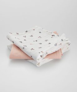 Lot de 3 langes en gaze de coton - Rose