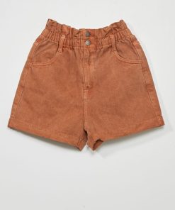 Short en jean paperbag - Marron