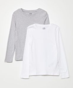 Lot de 2 t-shirts en jersey - Blanc/gris