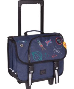 CARTABLE A ROULETTES 38 CM KIP MR ROCKET - Bleu