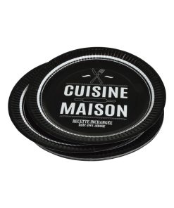 Set de 10 assiettes en carton 23 cm Ma cuisine - Noir