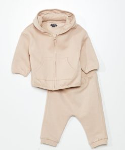 Ensemble sweat zippé + pantalon de jogging - 2 pièces - Beige