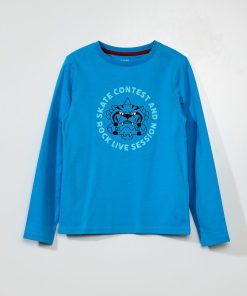 T-shirt en jersey à manches longues - Bleu turquoise