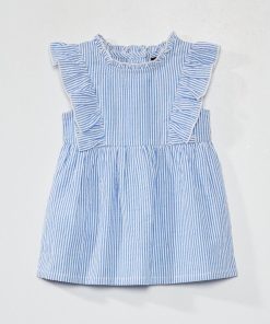 Robe à rayures en coton - Bleu