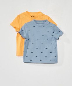 Lot de 2 tee-shirts basiques - Bleu/orange