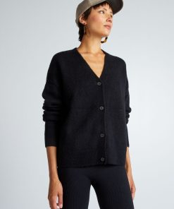 Gilet col V boutonné coupe large - noir
