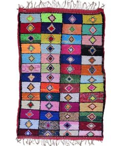 Tapis berbère 160x250 BOUCHAROUETTE DOUAR Multicolore fait main en coton idéal pour Salon - Multicolore