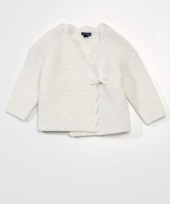 Gilet cache-coeur en point mousse - blanc
