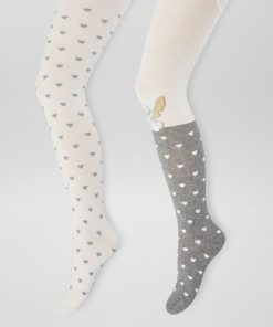 Lot de 2 collants 'Stitch' - Beige