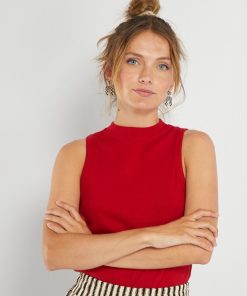 Body en maille côtelée - Rouge