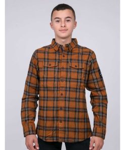 Chemise manches longues carreaux TAMARO-J - Marron