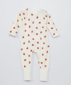 Pyjama zippé 'DIM Baby' - Blanc 'coccinelle'