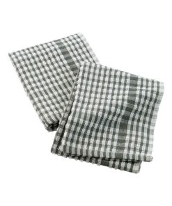2 Serviettes torchons mineo carreau - Kaki