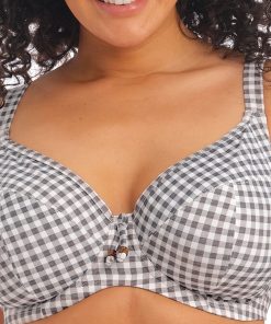 Haut de maillot de bain plongeant grande taille Checkmate - Gris