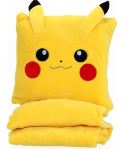 Coussin Plaid Polaire Pokémon Pikachu - 100% Polyester - Jaune