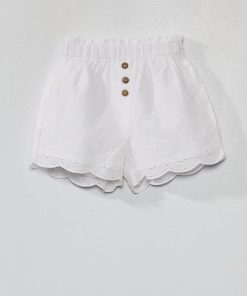 Short avec broderie en coton - Blanc