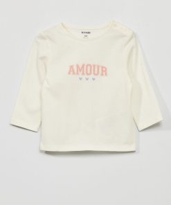 T-shirt manches longues imprimé - Blanc