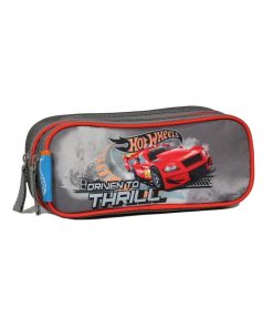 Trousse scolaire 2 compartiments Hot Wheels Voiture Grise Bagtrotter - Gris