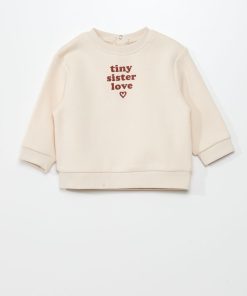 Sweat col rond en molleton - Ecru